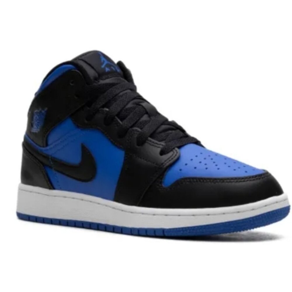 NIKE Air Jordan Kids Mid Black and Blue Sneakers 3 - Picture 2 of 10